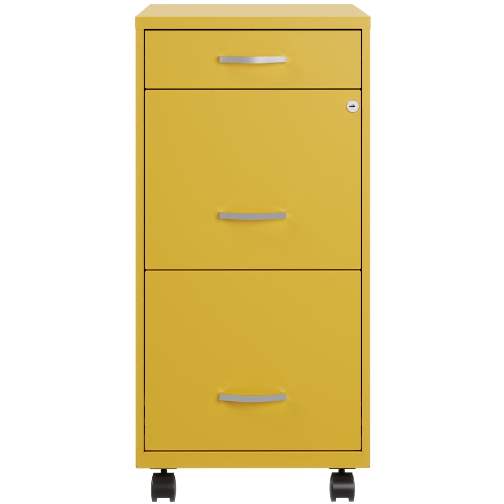 Realspace SOHO Organizer 18inD Vertical 3-Drawer Mobile File Cabinet, Gold