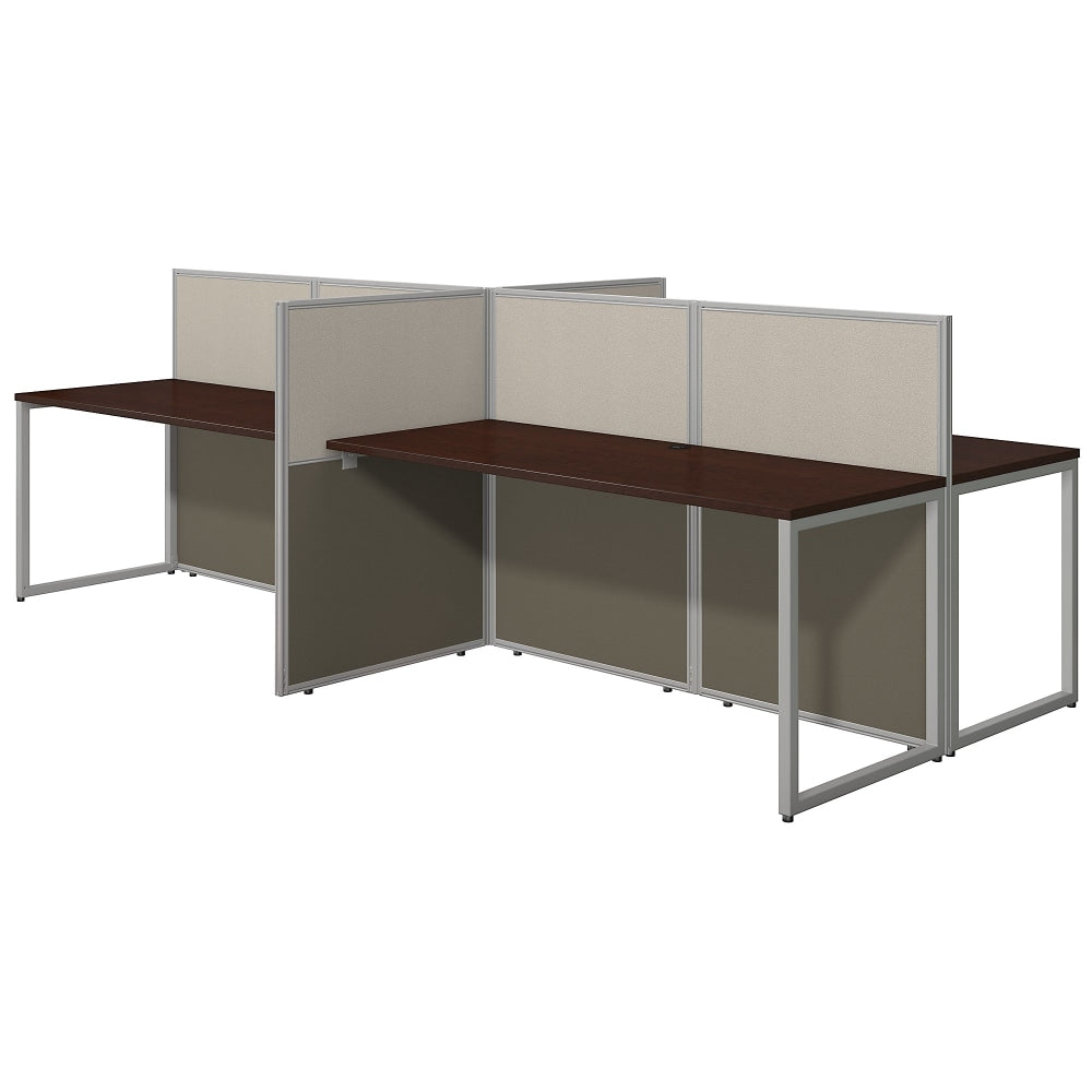 Bush Business Furniture Easy Office 60inW 4-Person Cubicle Desk Workstation With 45inH Panels, Mocha Cherry/Silver Gray, Standard Delivery