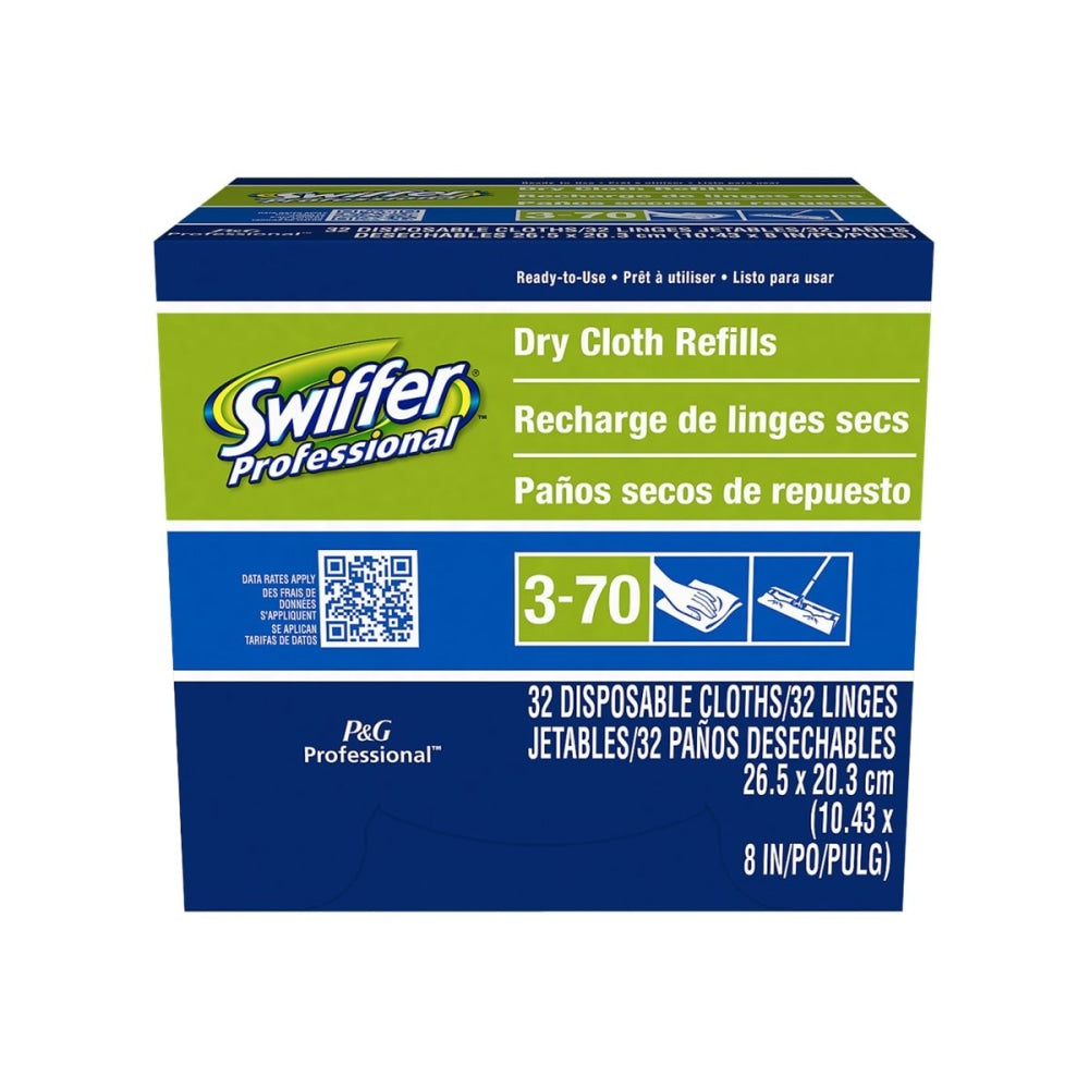 Swiffer Sweeper Dry Cloth Refills, 10-5/8in x 8in, White, 32 Cloths Per Box, Carton Of 6 Boxes