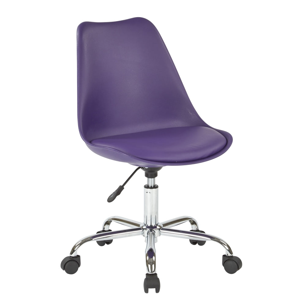 Ave Six Emerson Mid-Back Chair, Purple/Silver