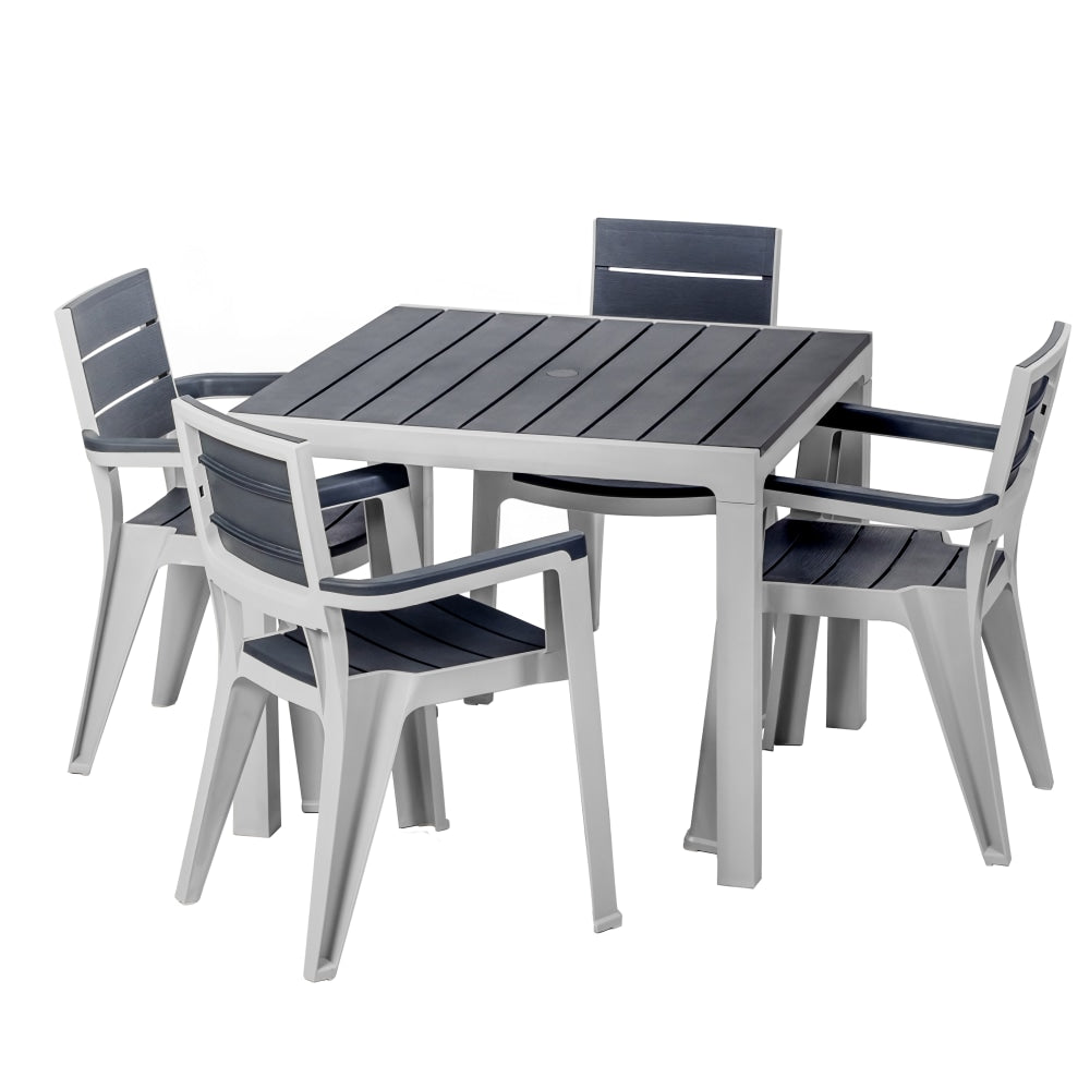 Inval Madeira 5-Piece 4-Seat Square Table And Chair Set, 29inH x 35inW x 35inD, Gray/Slate