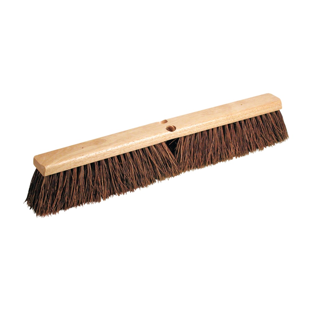 Proline Brush Hardwood Block Floor Broom Head, 2 1/2in Natural Palmyra Fiber Bristles, 18in, Black