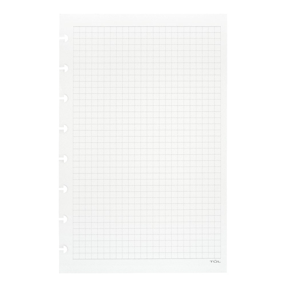 TUL Discbound Notebook Refill Pages, Junior Size, Graph Ruled, 50 Sheets, White