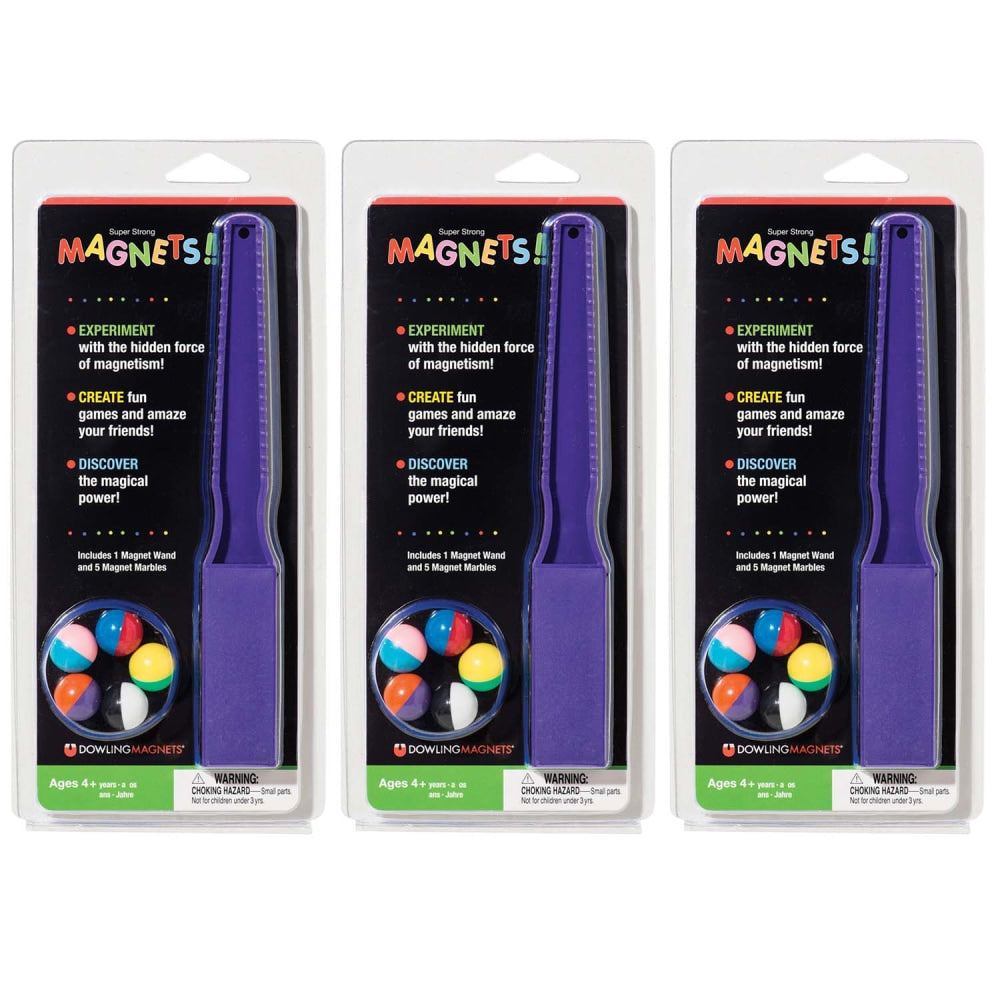 Dowling Magnets Magnet Wand & 5 Magnet Marbles, Pack Of 3 Sets