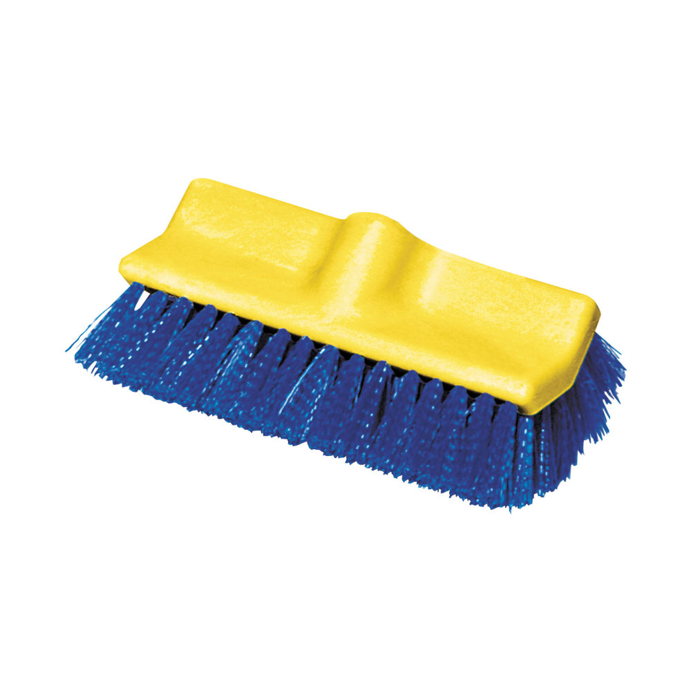 Rubbermaid Commercial Bi-Level Deck Scrub Brush, Poly Fibers, 10 Plastic Block, Tapered Hole, 1 Brush