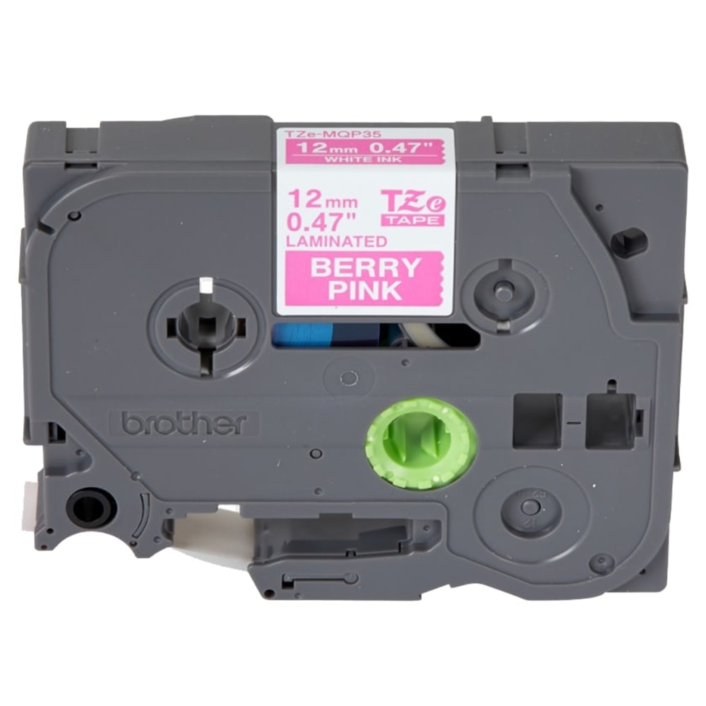Brother TZe-MQP35 White-On-Berry Pink Tape, 0.5in x 196.8in