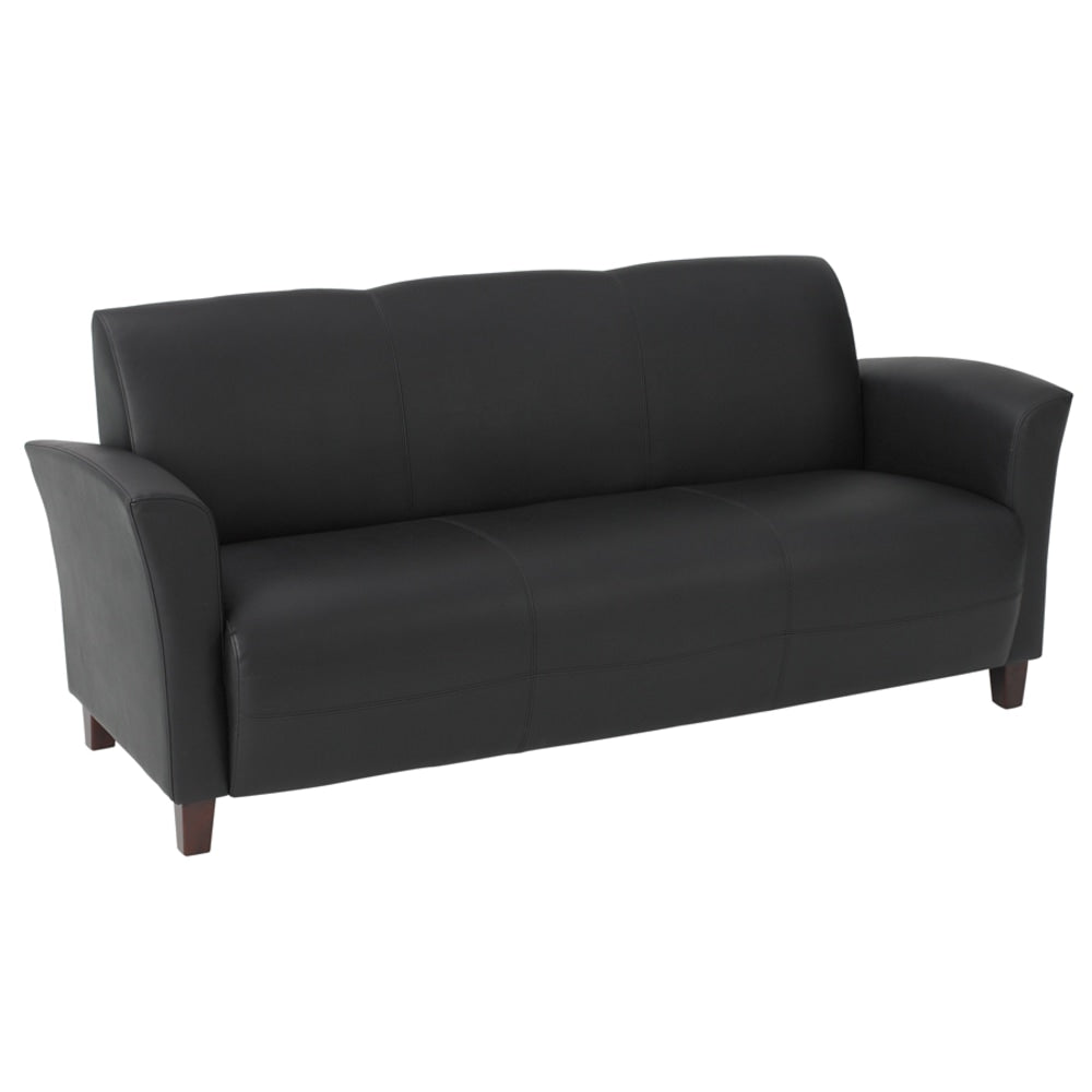 Office Star Breeze Bonded Leather Club Sofa, Black