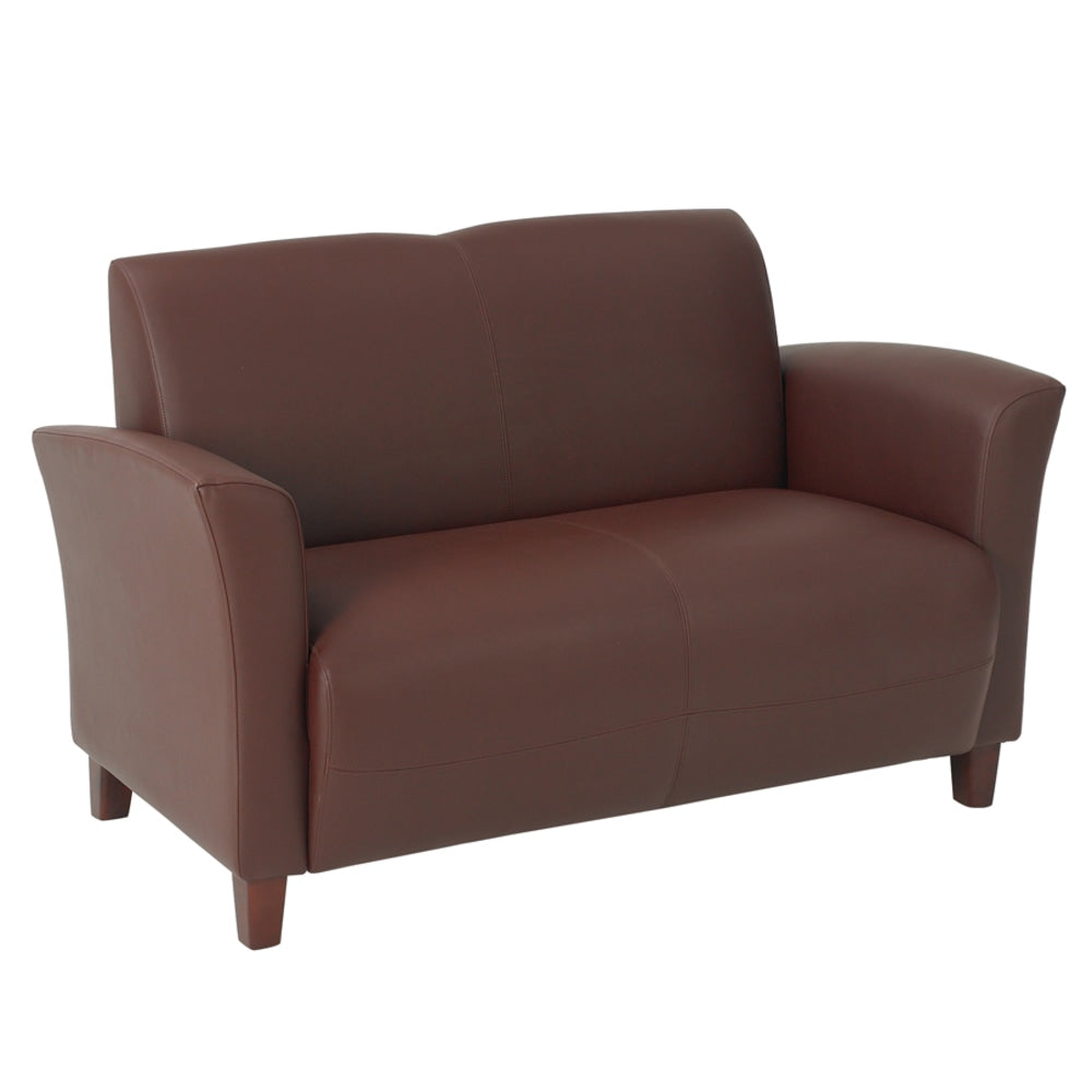 Office Star Breeze Bonded Leather Loveseat, Wine