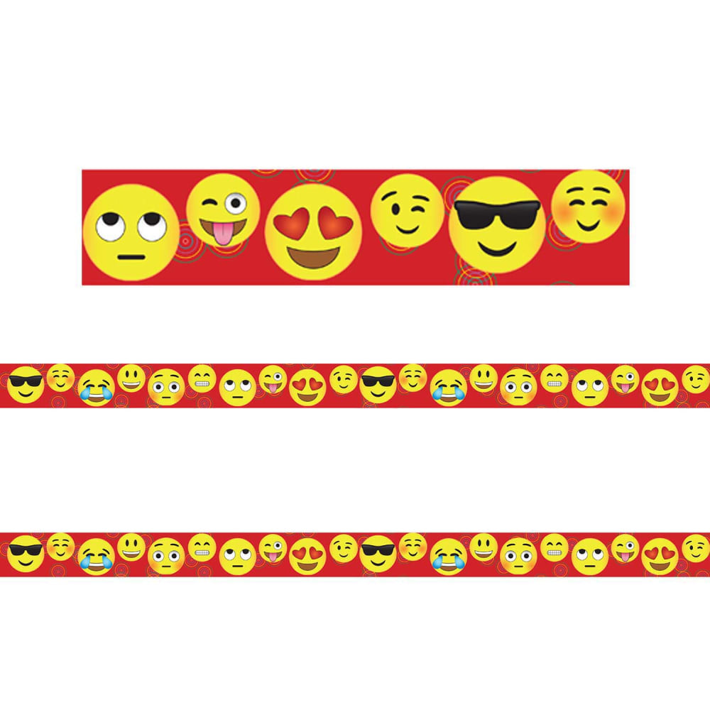 Charles Leonard Rectangle Cut Borders/Trims, Emoji, 24' Per Pack, Set Of 2 Packs