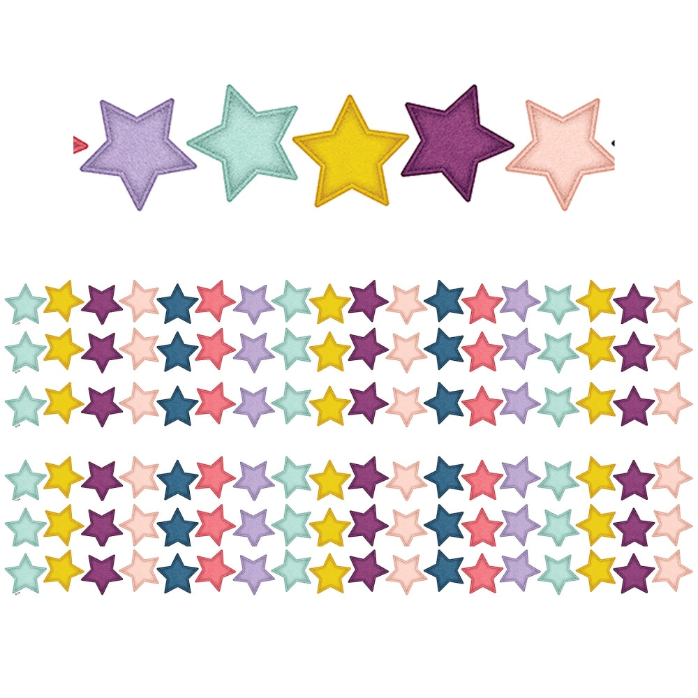 Teacher Created Resources Die-Cut Border Trim, Oh Happy Day Stars, 35' Per Pack, Set Of 6 Packs