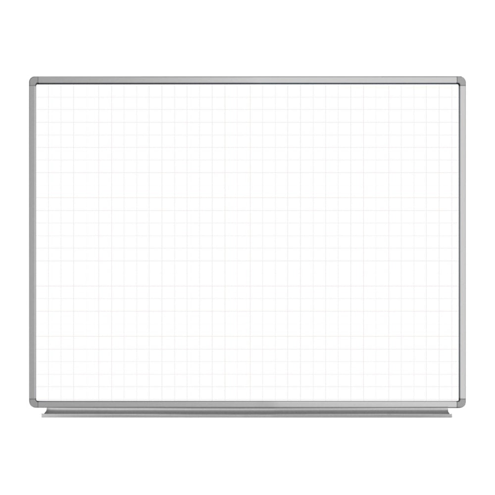 Luxor Ghost Grid Magnetic Dry-Erase Whiteboard, 48in x 36in, Aluminum Frame With Silver Finish