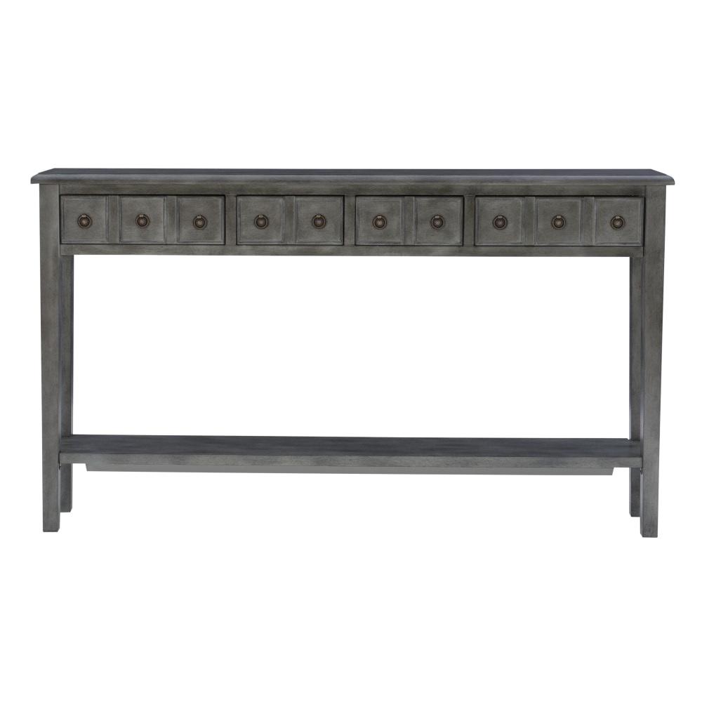 Powell Crocker 4-Drawer Console Table, 35inH x 60inW x 10inD, Gray