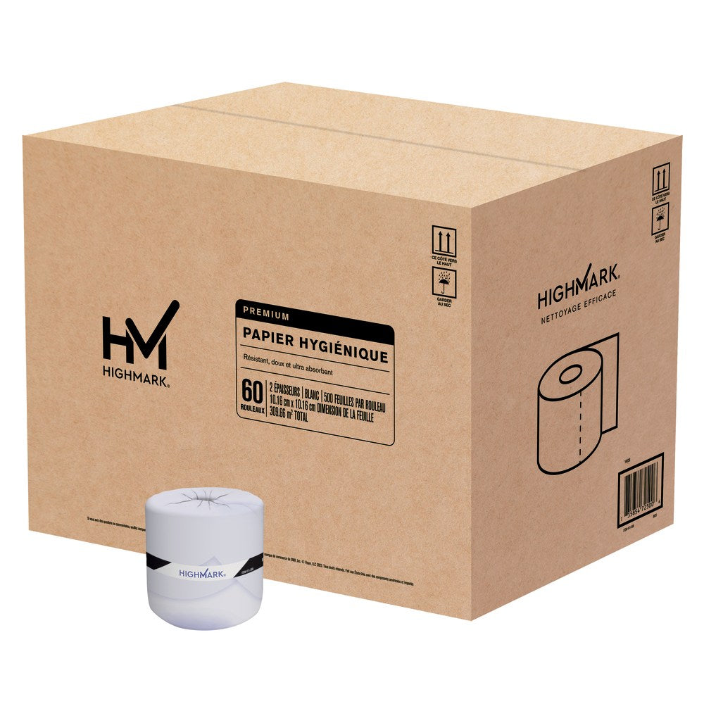 Highmark Premium 2-Ply Toilet Paper, 500 Sheets Per Roll, Pack Of 60 Rolls