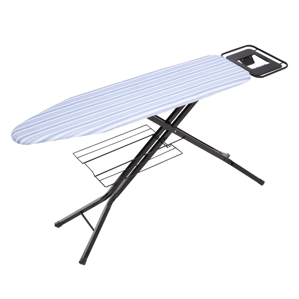 Honey-Can-Do Quad-Leg Ironing Board With Iron Rest And Sweater Shelf, 39inH x 15inW x 15inD, Black/Blue