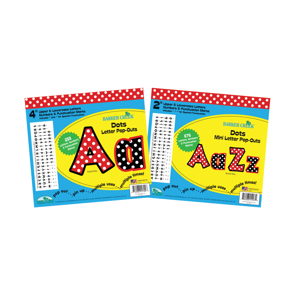 Barker Creek Letter Pop-Outs Sets, Dot, Pack Of 2