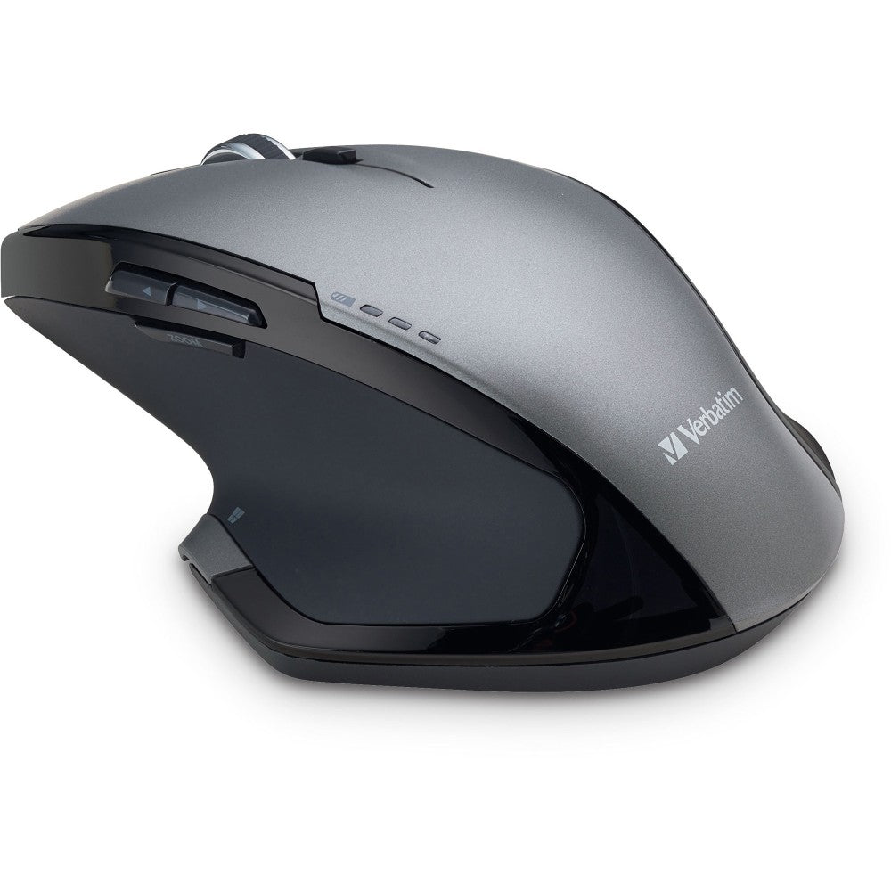 Verbatim Wireless USB Desktop 8-Button Deluxe Blue LED Mouse, Graphite