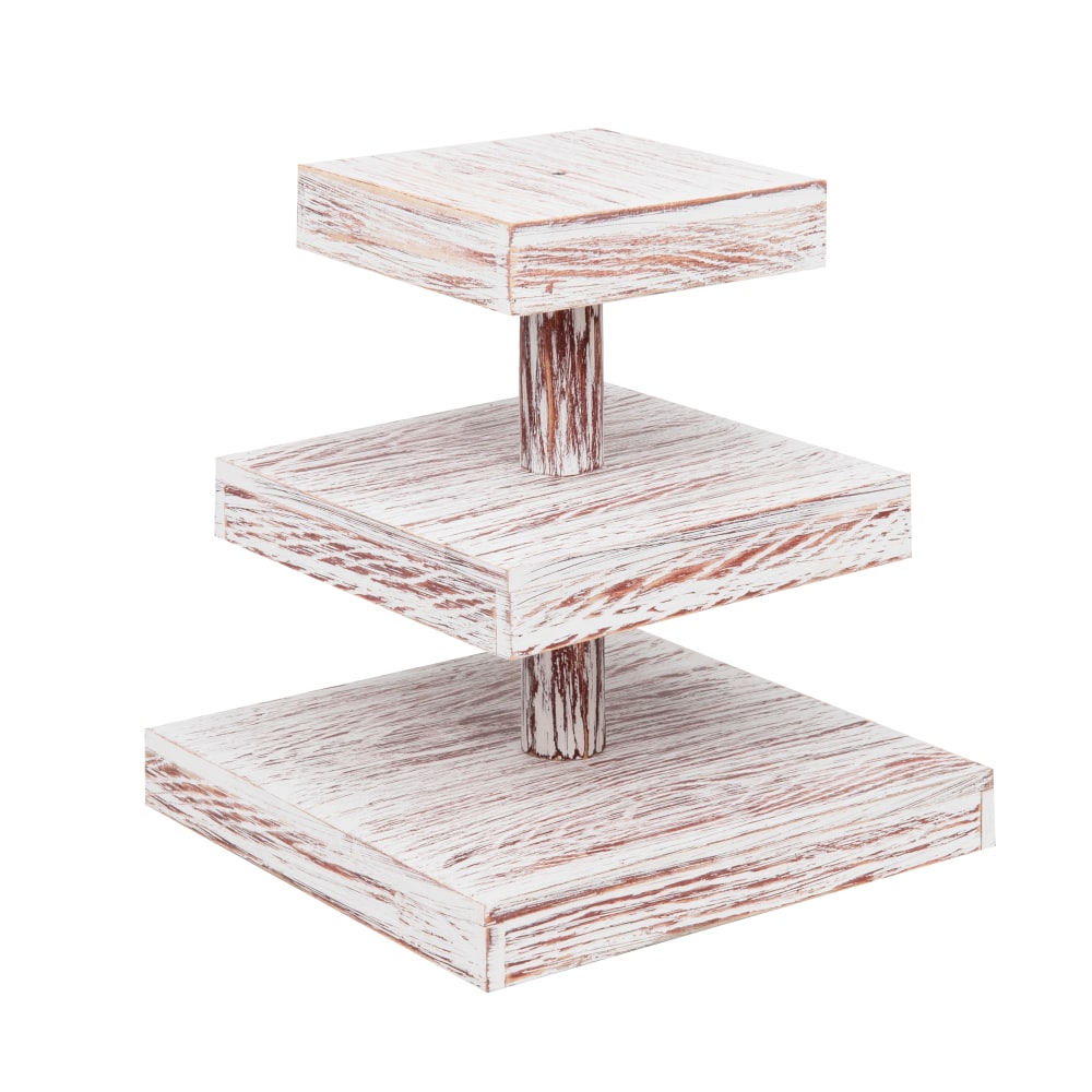 Mind Reader 3-Tier Square Cupcake Tower, 12-13/16inH x 11-13/16inW x 11-13/16inD, Brown