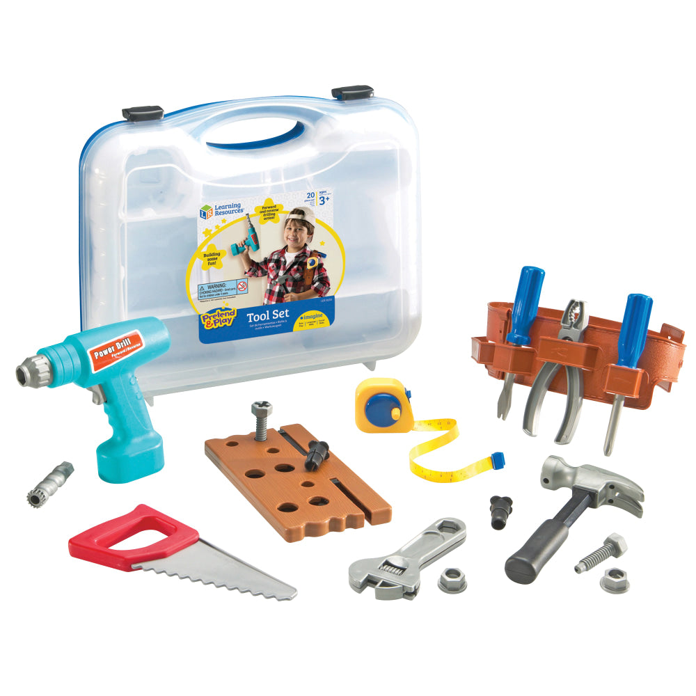 Learning Resources Pretend & Play Work Belt Tool Set, 12inH x 14inW x 3 1/2inD , Grades Pre-K - 3