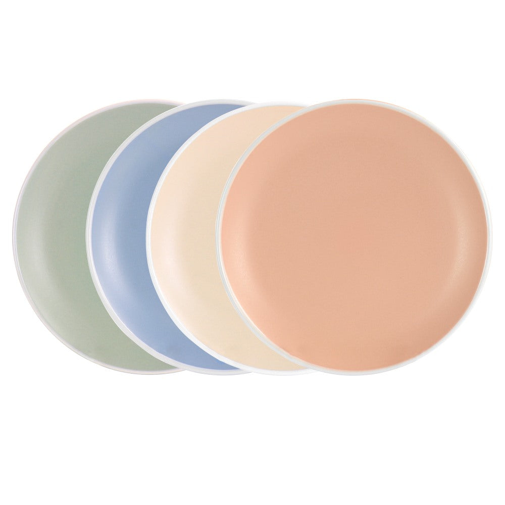 Spice by Tia Mowry Creamy Tahini 4-Piece Round Stoneware Dessert Plate Set, Assorted Colors