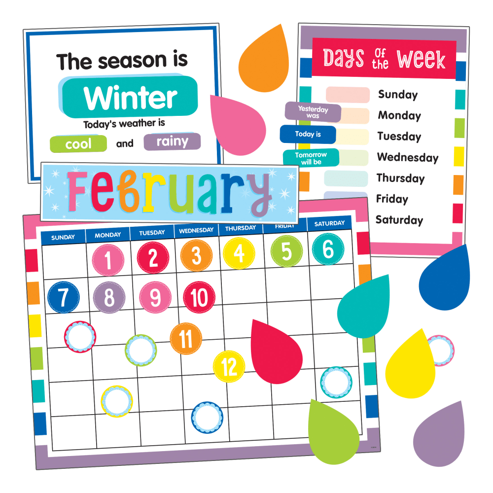 Schoolgirl Style Hello Sunshine Calendar Bulletin Board Set