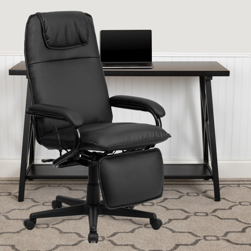 Flash Furniture Ergonomic LeatherSoft Faux Leather High-Back Reclining Swivel Chair, Black