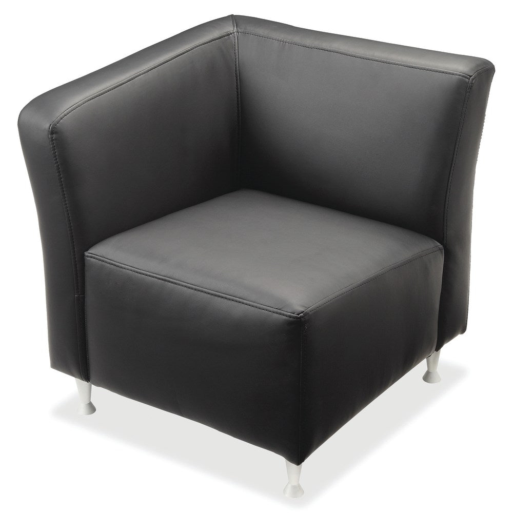 Lorell Fuze Modular Bonded Leather Right-Arm Lounge Chair, Black
