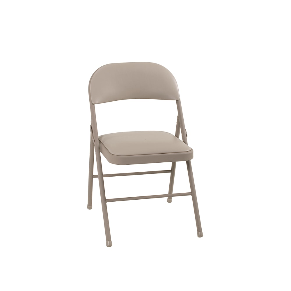 Cosco Vinyl Folding Chair, Antique Linen Gray, Set Of 4