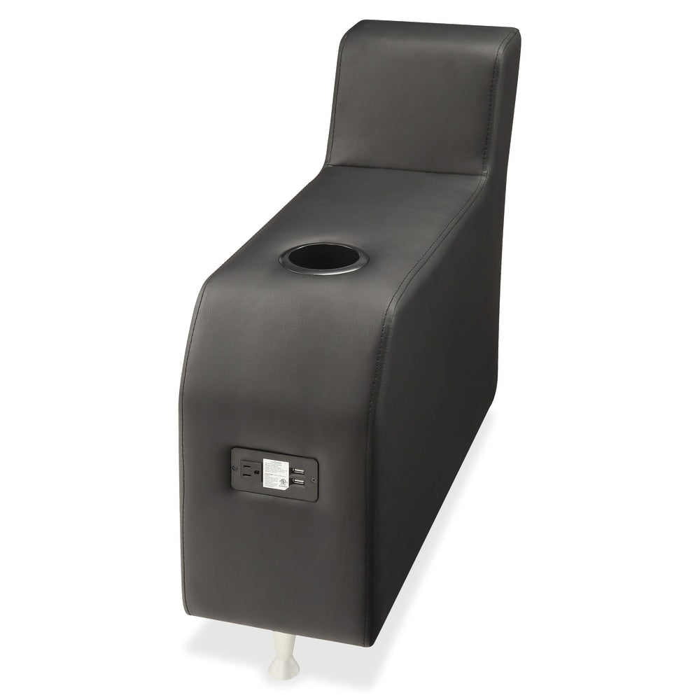 Lorell Fuze Modular Adder Arm For Armless Lounge Chairs, Leather, Black
