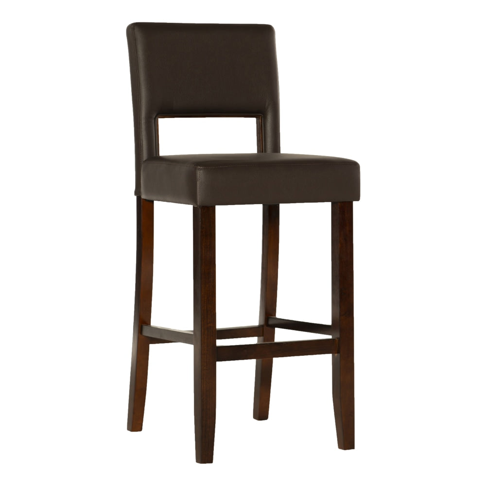 Linon Hendry Faux Leather Bar Stool, Dark Brown/Espresso