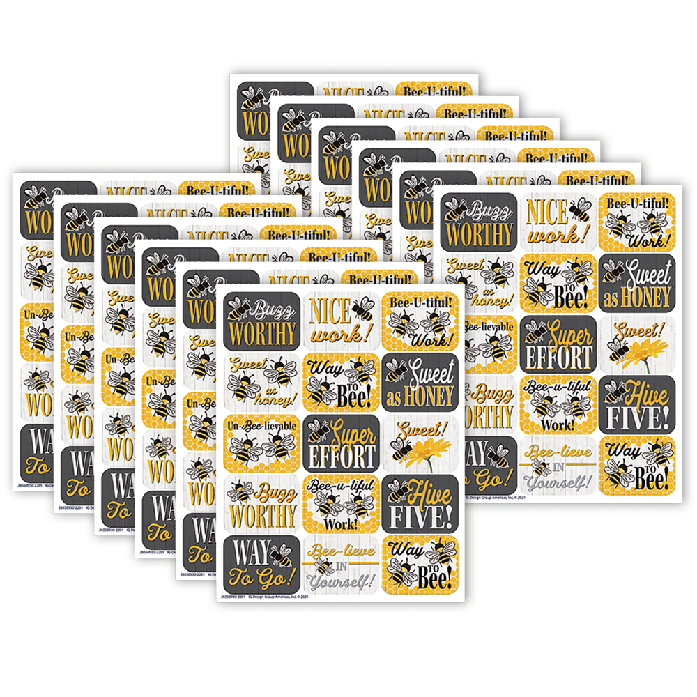 Eureka Success Stickers, The Hive, 120 Stickers Per Pack, Set Of 12 Packs