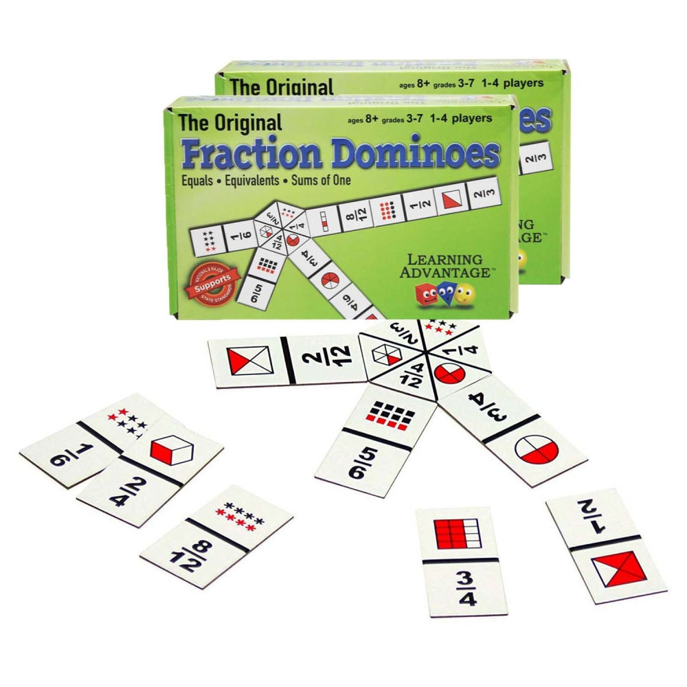Learning Advantage The Original Fraction Dominoes, Grade 3 to 7, Pack Of 2 Sets