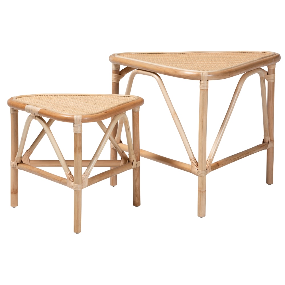 bali & pari Jayden Modern Bohemian 2-Piece End Table Set, 20-15/16inH x 25-5/8inW x 25-5/8inD, Natural Brown
