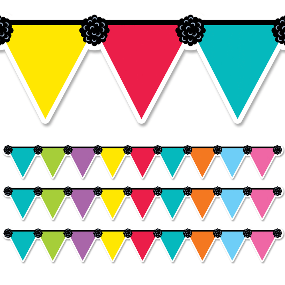 Creative Teaching Press EZ Borders, Pennant Party, 48' Per Pack, Set Of 3 Packs