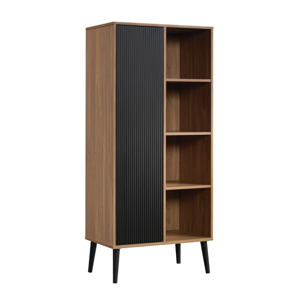 Sauder Ambleside Modern 26inW Storage Cabinet With Door And Open Storage, Serene Walnut/Black