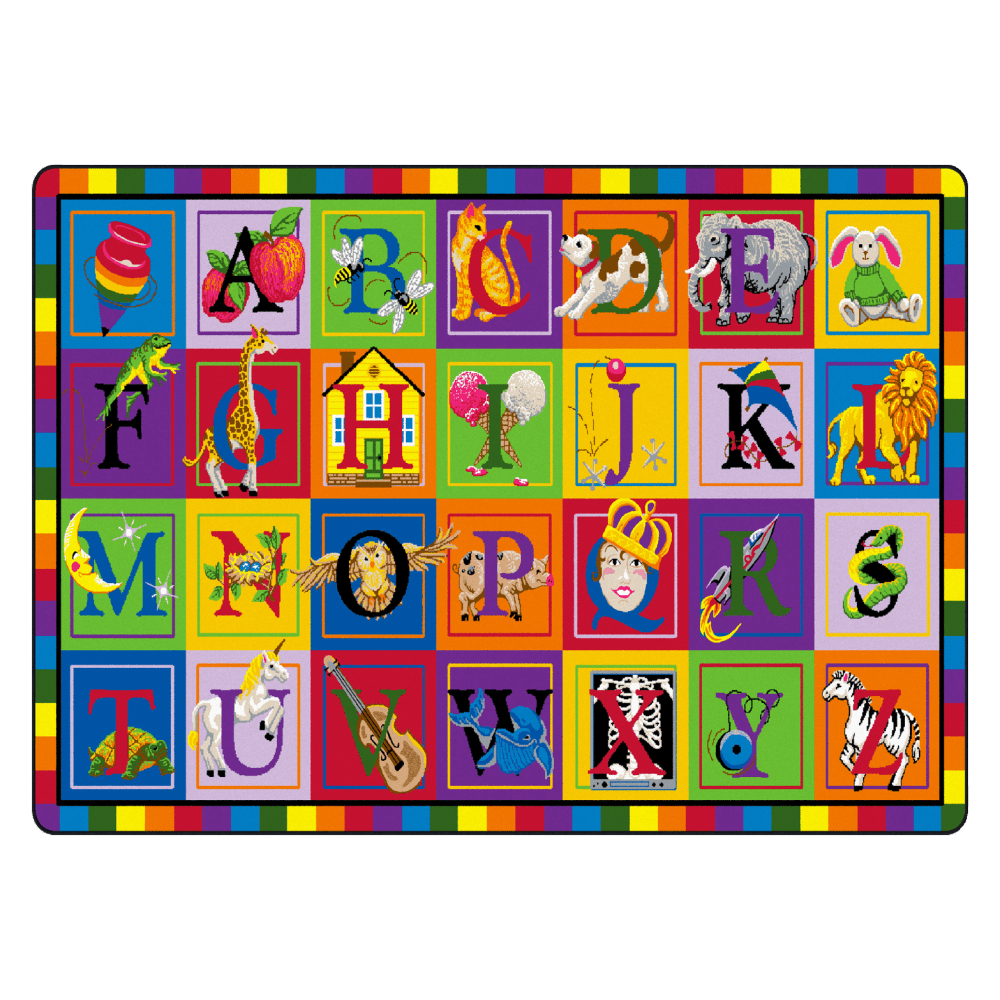 Flagship Carpets Printed Rug, 5ft10inH x 8ft4inW, ABC Blocks, Multi