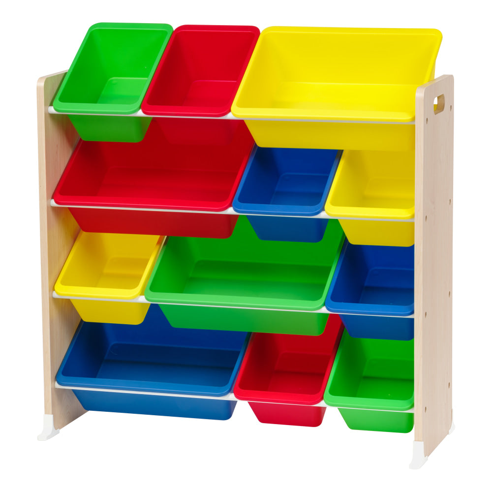 IRIS 4-Tier Storage Bin Organizer Rack, 35-1/4inH x 34inW x 13-3/4inD, Primary Multicolor