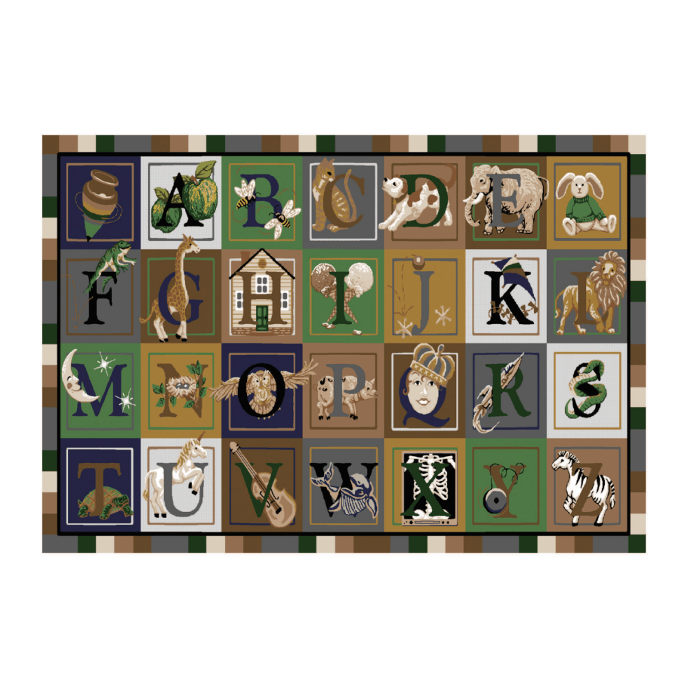Flagship Carpets Printed Rug, 7ft6inH x 12ftW, ABC Blocks OMG, Multicolor