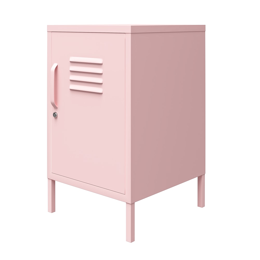Ameriwood Home Cache Metal Locker End Table, 27-1/8inH x 15inW x 15-3/4inD, Pink