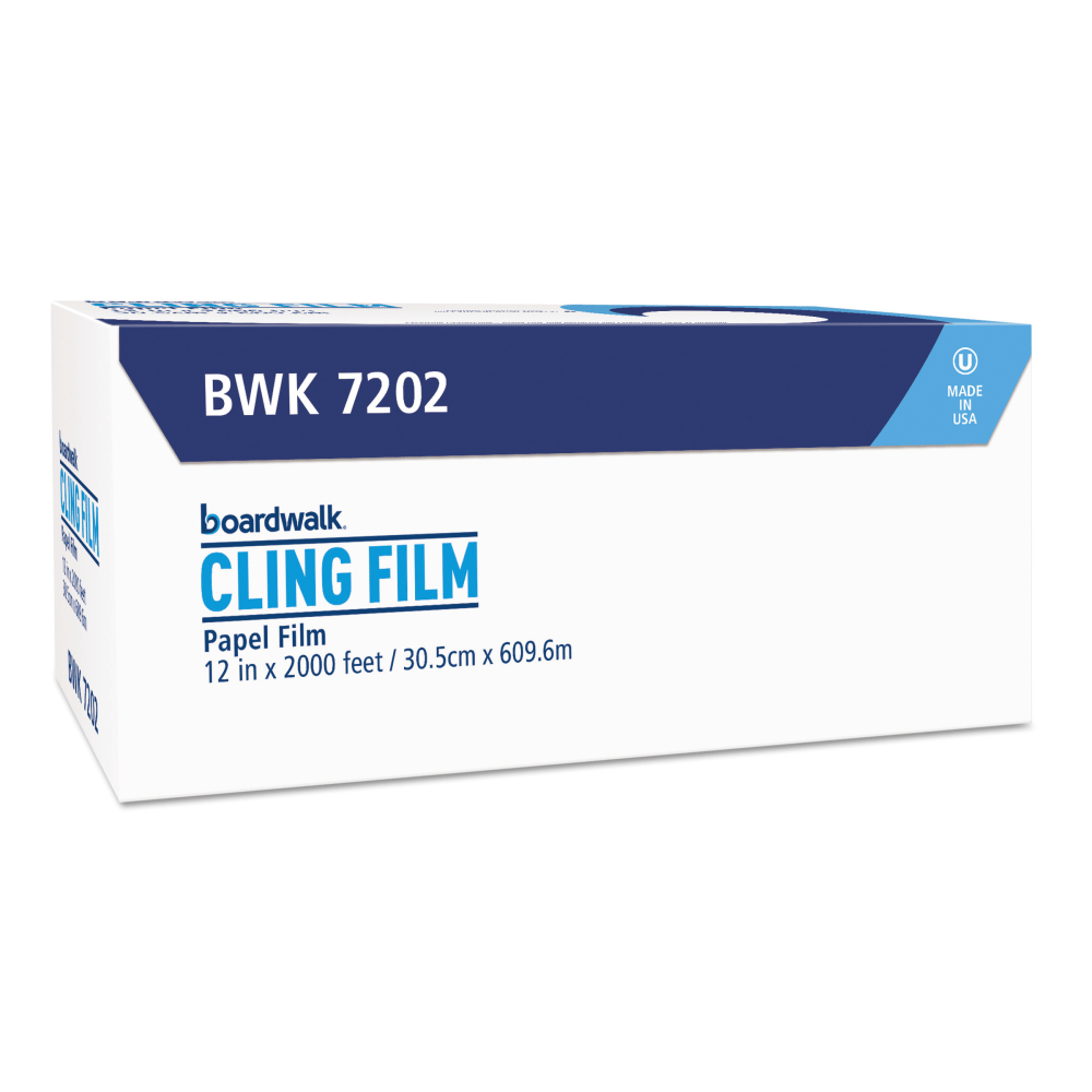 Boardwalk PVC Food Wrap Film Roll, 12in x 2,000ft, White