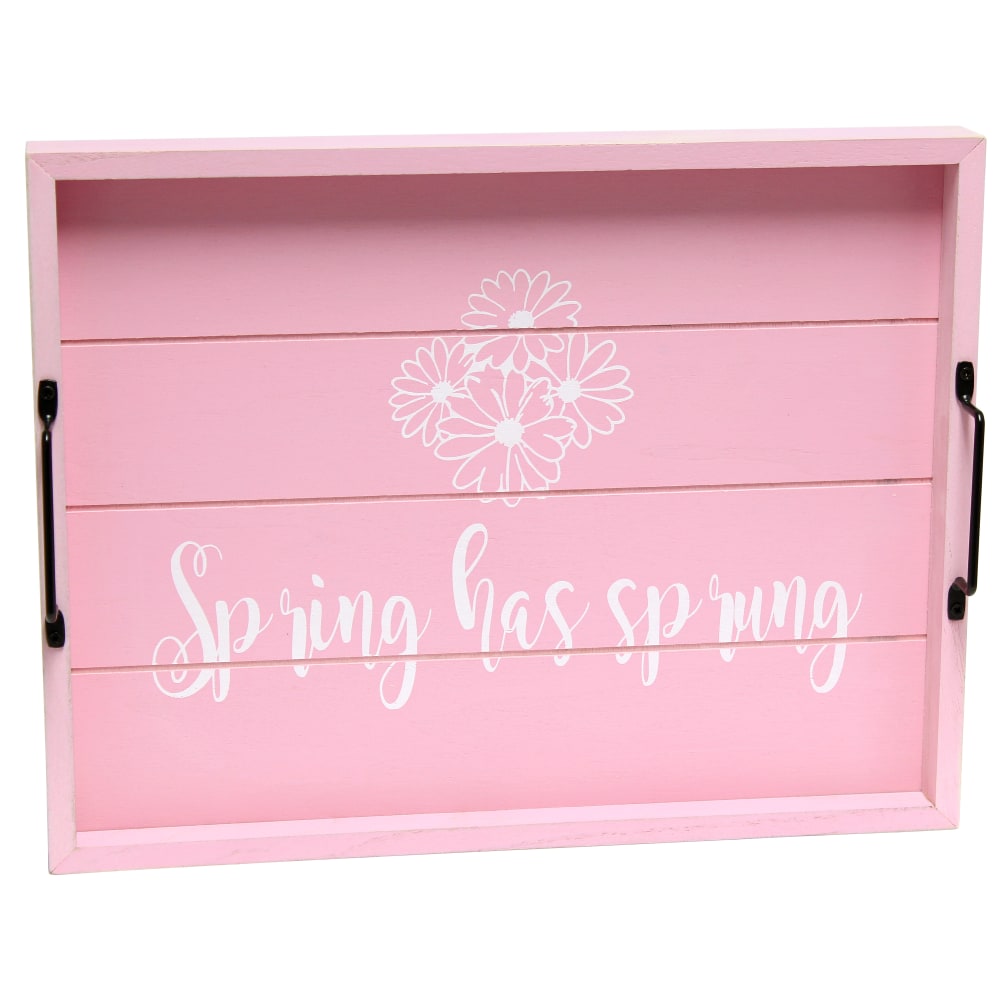 Elegant Designs Decorative Serving Tray, 2-1/4inH x 12inW x 15-1/2inD, Light Pink Wash Spring Has Sprung