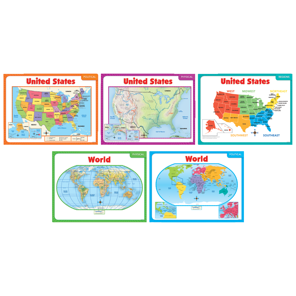 Scholastic Teachers Friend Teaching Maps Bulletin Board Set, Pre-K - Grade 5
