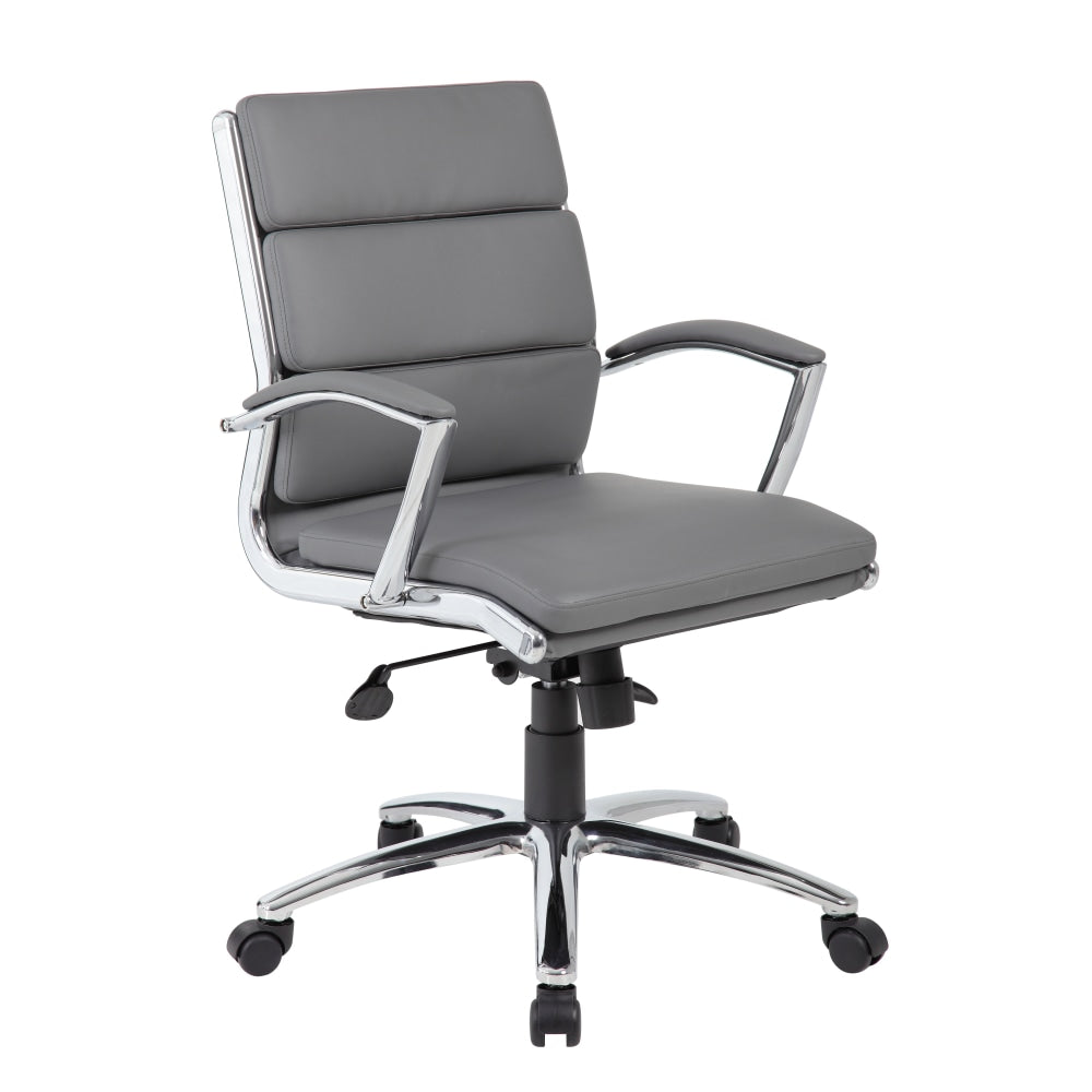 Boss Office Products CaressoftPlus Mid-Back Chair, Gray/Black