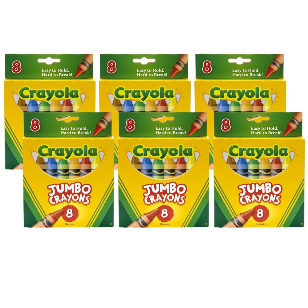 Crayola Jumbo Crayons, 5in, Assorted Colors, 8 Crayons Per Box, Set Of 6 Boxes