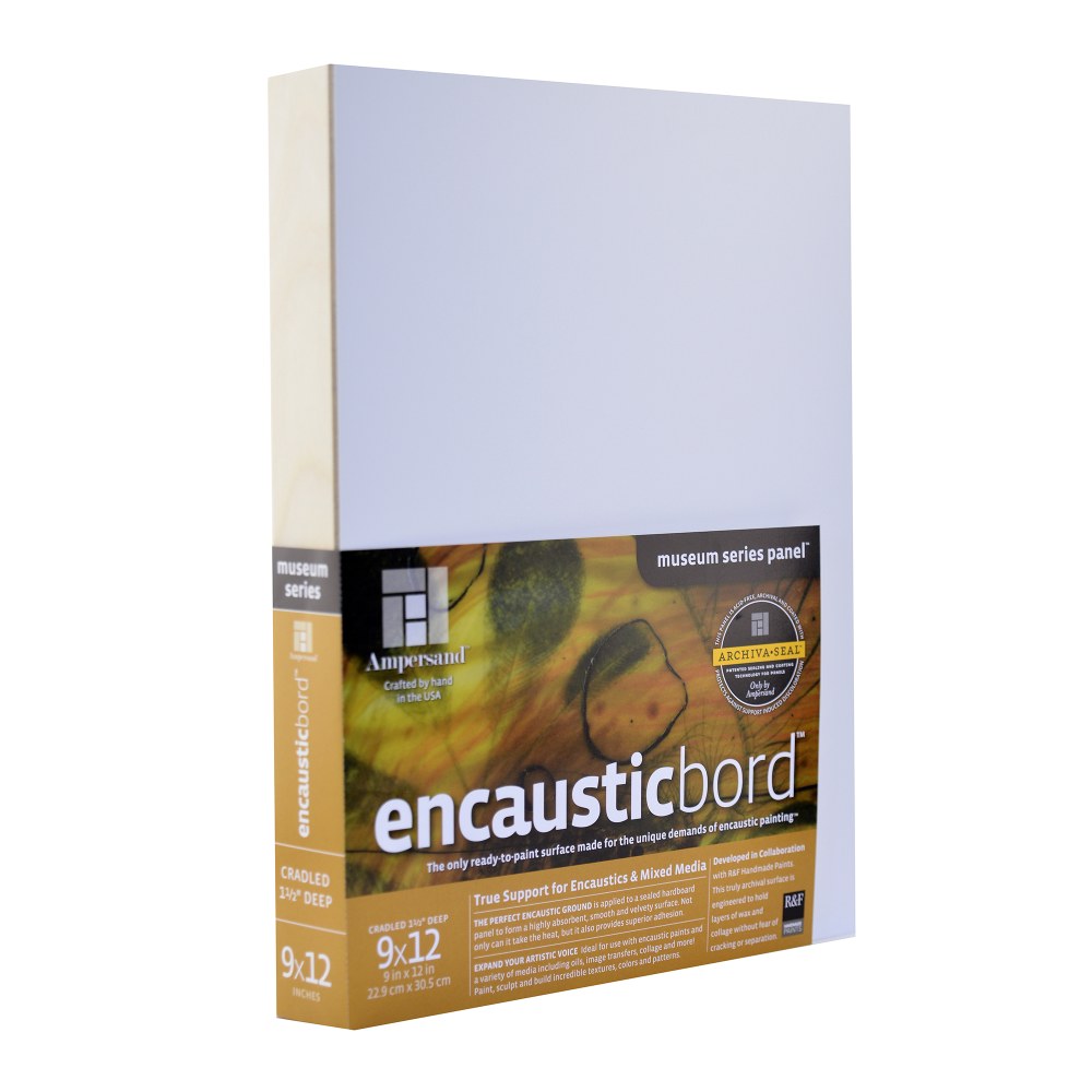 Ampersand Encausticbord, 9in x 12in, White, 1 1/2in