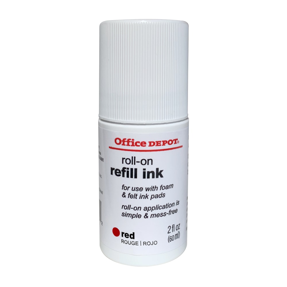 Office Depot Brand Roll On Ink, 2 Oz, Red