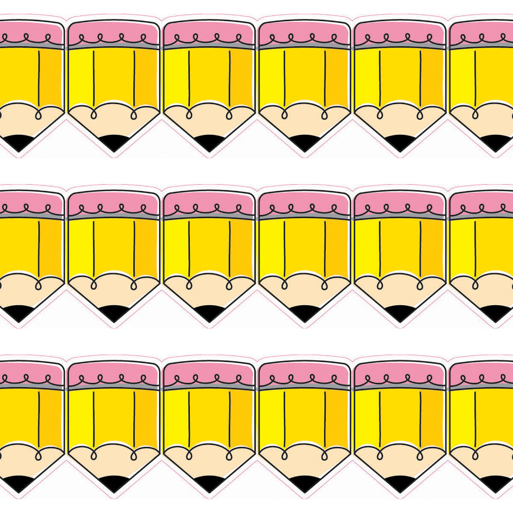 Creative Teaching Press EZ Borders, Doodle Pencils, 48' Per Pack, Set Of 3 Packs