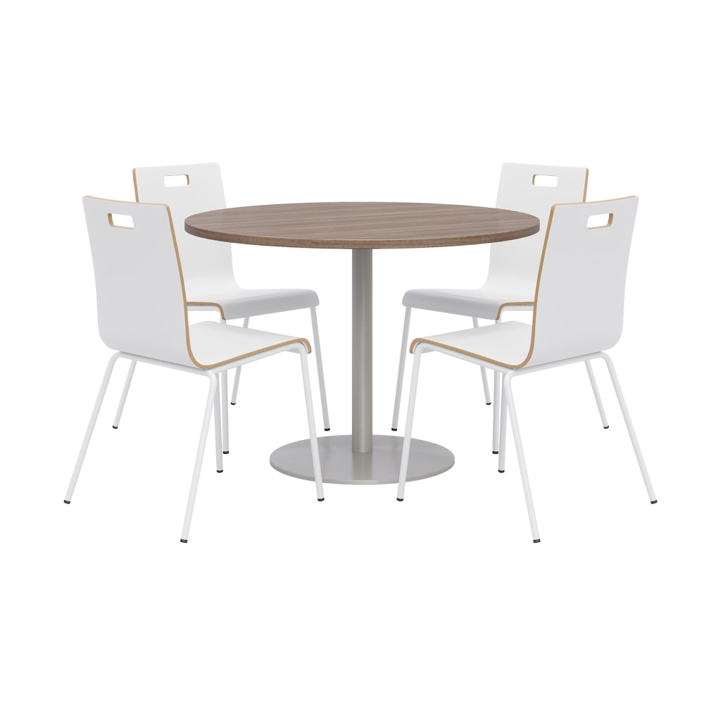 KFI Studios Proof Dining Table Set With Jive Dining Chairs, White/Brown