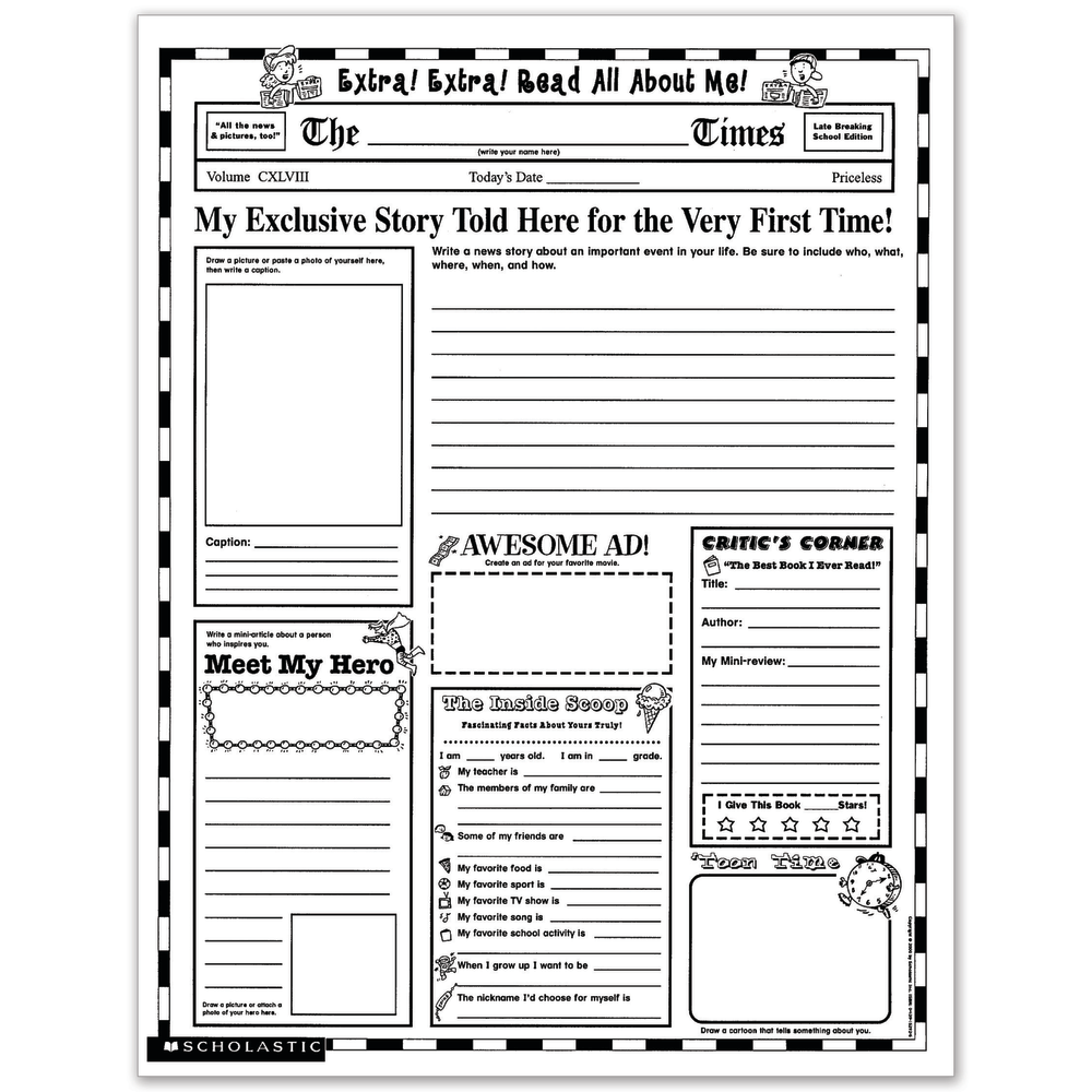 Scholastic Extra, Extra, Read All About Me Instant Personal Poster Sets, 17in x 22in, Pack Of 30 Sets