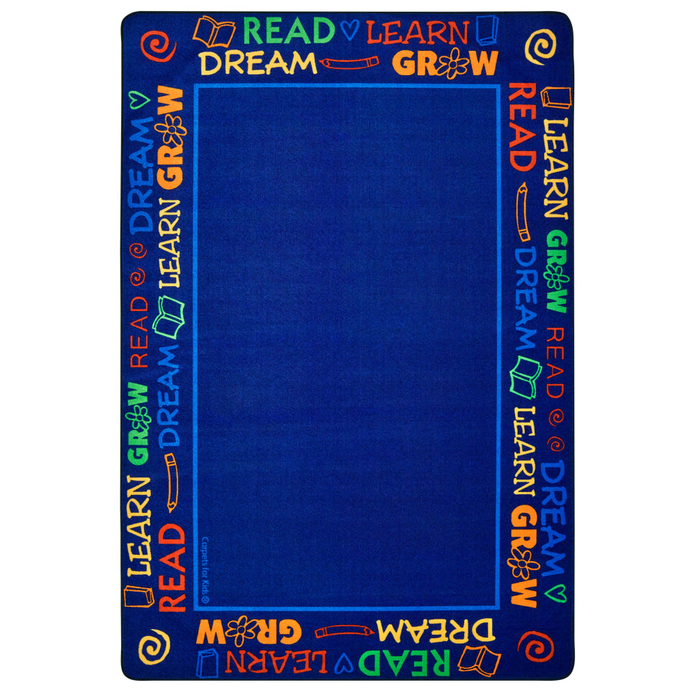 Carpets for Kids Premium Collection Read To Dream Border Activity Rug, 8ft x 12ft, Blue