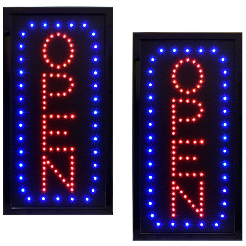 Alpine LED Rectangular Signs, 10in x 19in x 1in, Open, 12W, Pack Of 2 Signs